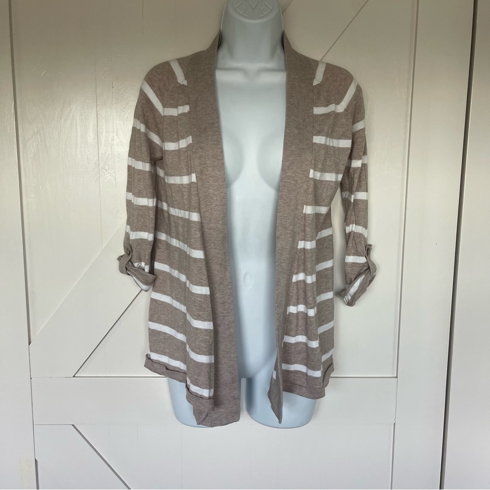 Express beige XS striped cardigan sweater